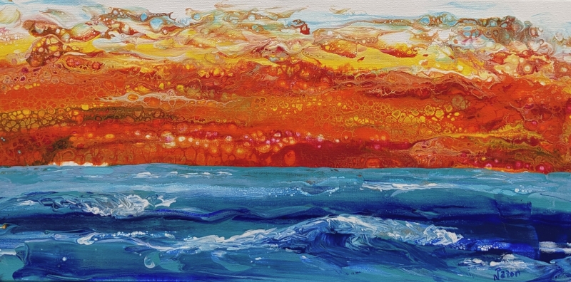 Sunset Over the Bay or Los Angeles Burning by artist Nancy Paton